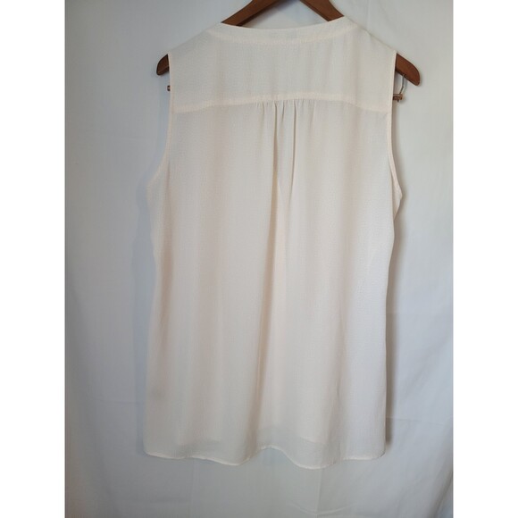 Chaus New York Women's L Large Cream Sleeveless Pintuck Button Front Blouse Top - Picture 4 of 4